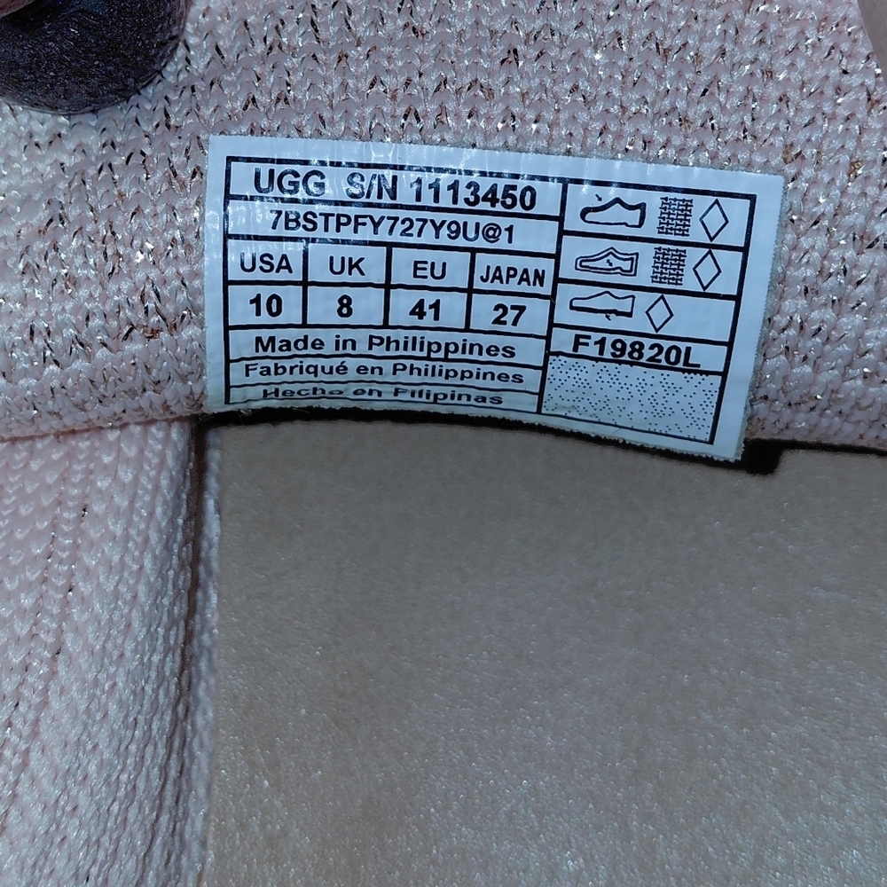 UGG Slip-On Knit Mules in Light Pink with Tan Trim - Picture 6 of 6